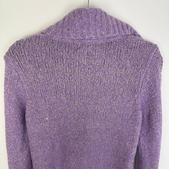 L.L. Bean Womens Long Sleeve Button-Up Acrylic Wool Blend Purple Sweater Small - Picture 6 of 10